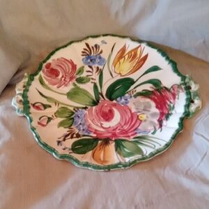 Hand-Painted Floral Ceramic Platter made in Italy